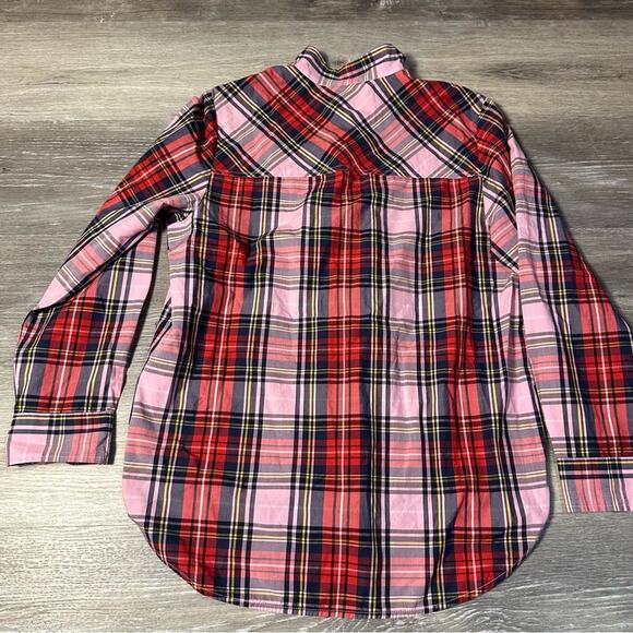 J. Crew band-collar popover tunic in pink Stewart tartan - Picture 4 of 6